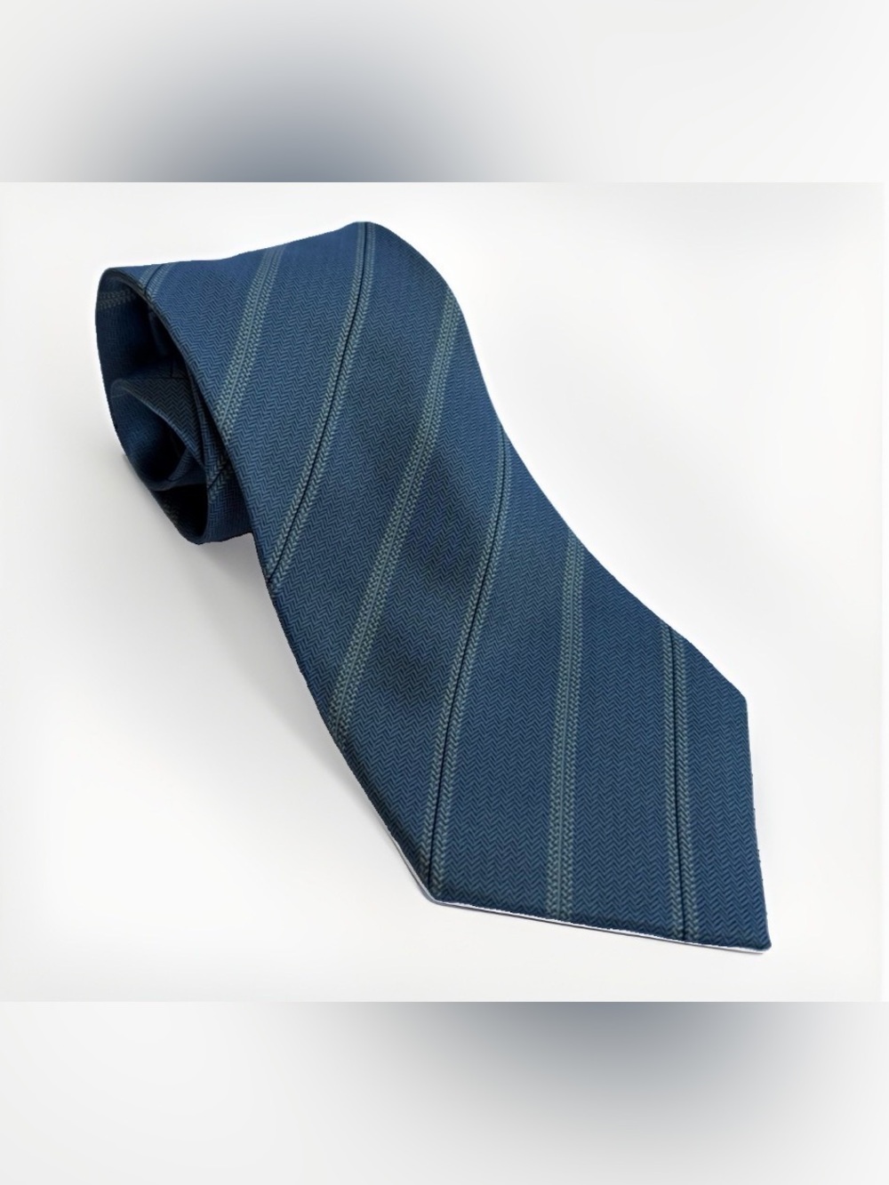 Nautica Silk Neck Tie Blue Herringbone Diagonal Striped Prep Formal Professional
